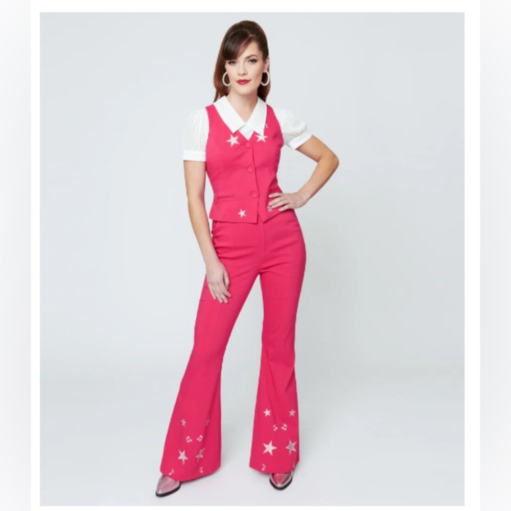 Women's Pink Star-Embellished Jumpsuit NWT Sz S